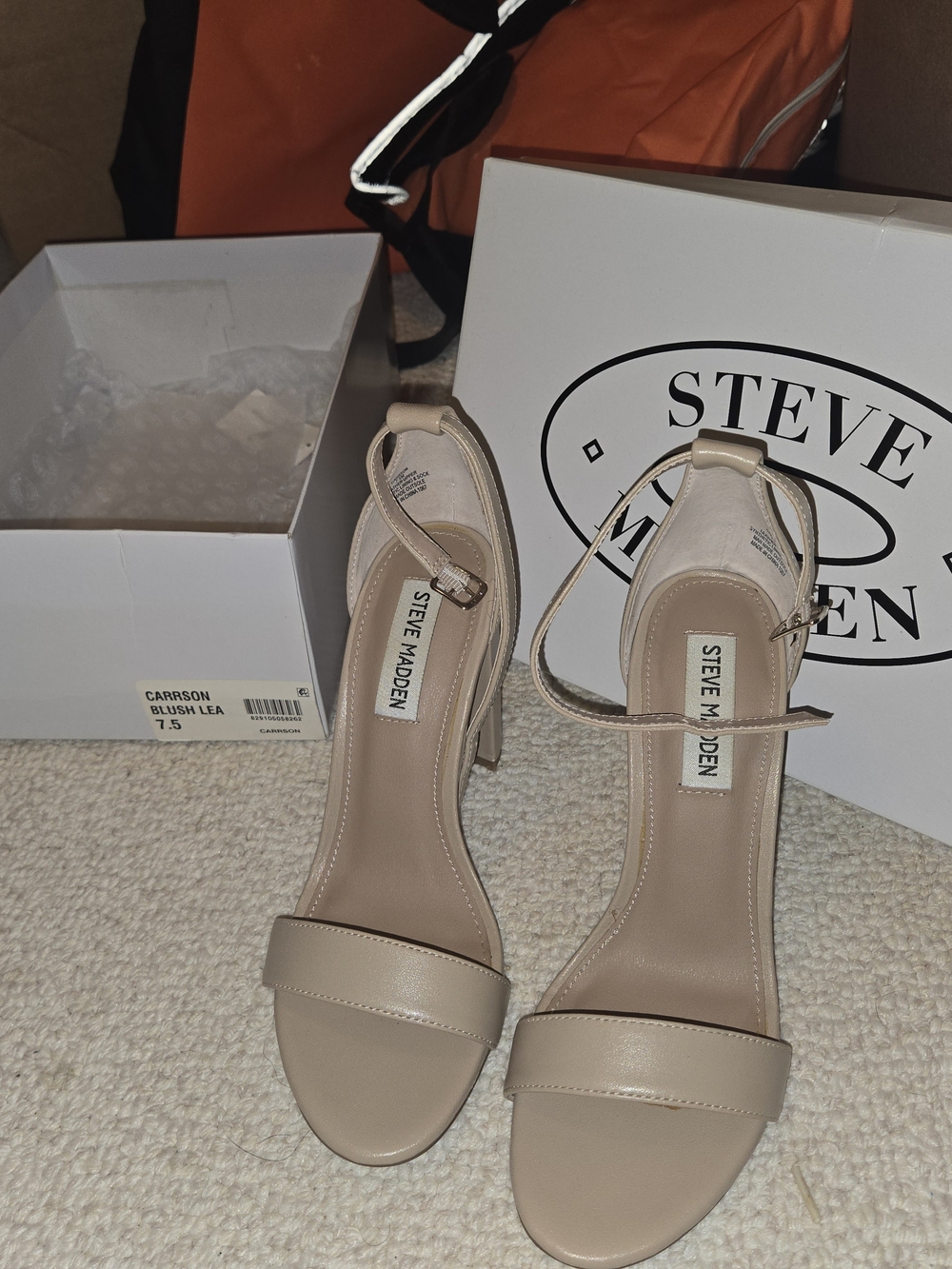 Steve Madden Blush Nude Ankle-Strap Block Heels